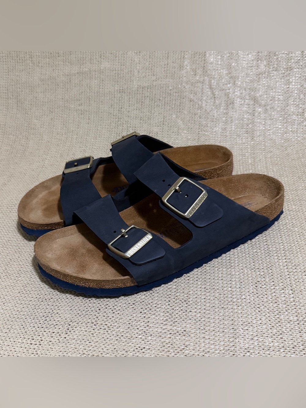 Birkenstock Arizona Soft Footbed Sandal Navy Blue Oil Nubuck Leather EU 42